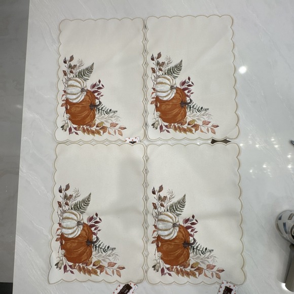 Bro. & Sister Hobby Lobby Other - Fall Autumn Placemats Set of 4 Pumpkins Leaves 13x19 Beige Orange NEW